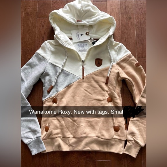 Wanakome Roxy half zip pullover hoodie sweater sweatshirt fleece new with tags S - Picture 2 of 2